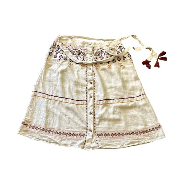NewDenim & Co Canyon Retreat Oasis Embroidered Linen blend Skirt SizeLarge Boho - Picture 2 of 8